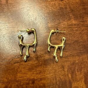 Gold Plated Drip Earrings - 1.5 inches long